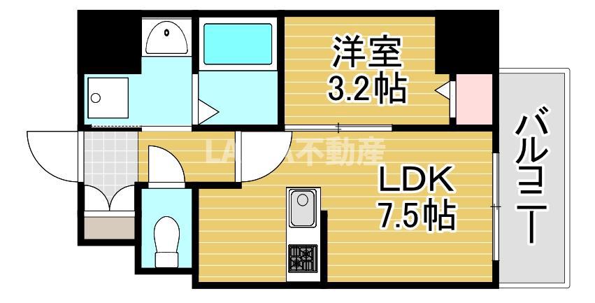 ブランシエスタ都島通(1DK/5階)の間取り写真
