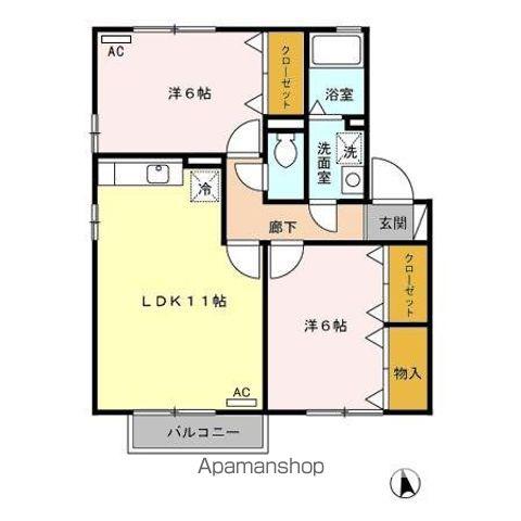 セジュール橋口(2LDK/2階)の間取り写真