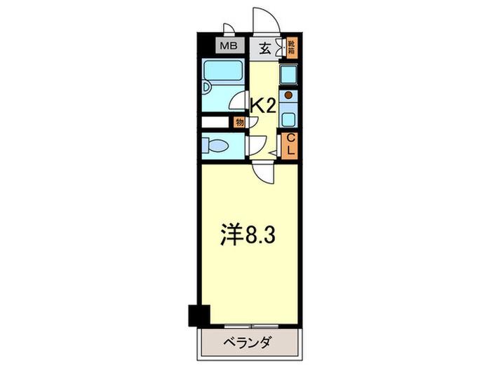 プレステージ岡本(1K/2階)の間取り写真