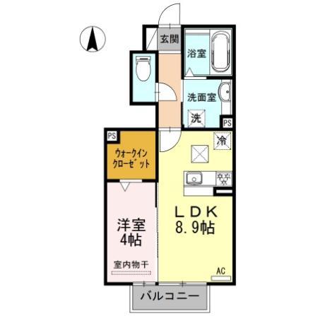 レジデンスかかみ野(1LDK/1階)の間取り写真