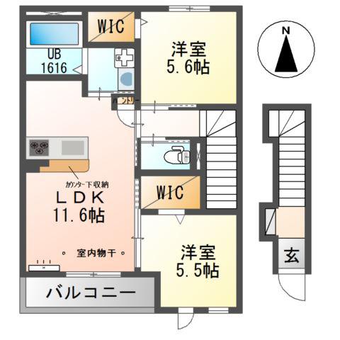プロスパー(2LDK/2階)の間取り写真