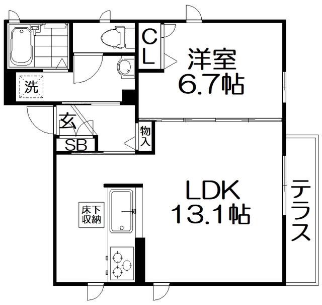 シャーメゾンソレイユ(1LDK/1階)の間取り写真