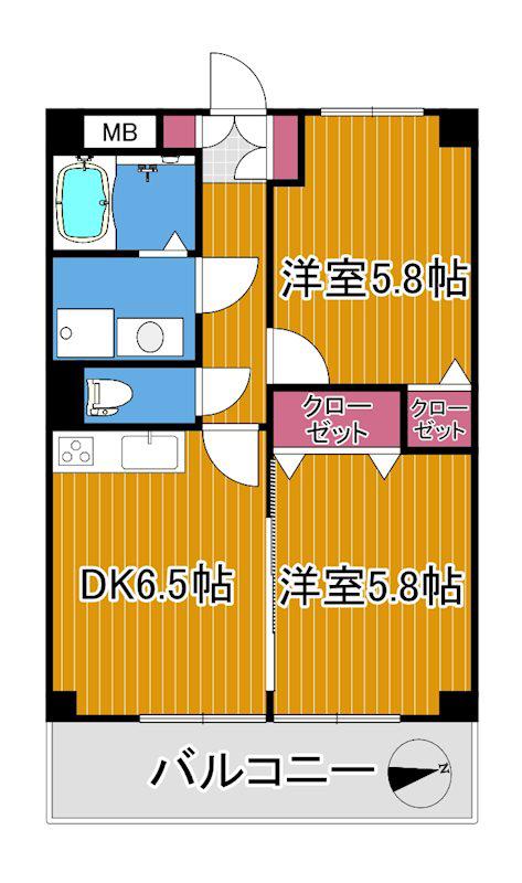 ライラック(2DK/3階)の間取り写真
