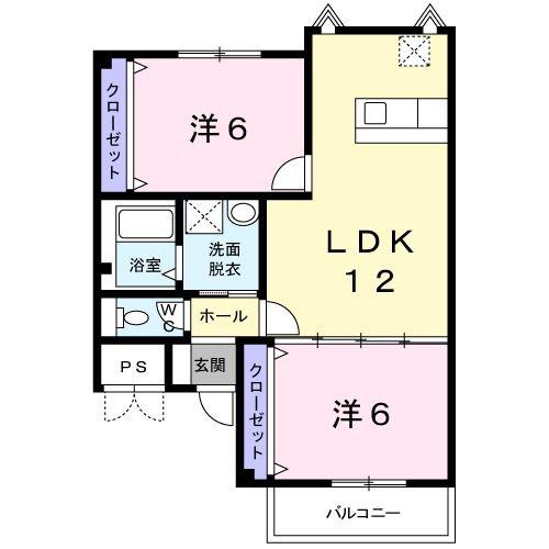 ジュライテン(2LDK/2階)の間取り写真