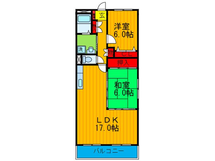 南マンション(2LDK/2階)の間取り写真