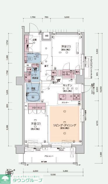 アーリアシティ曳舟II(2LDK/3階)の間取り写真
