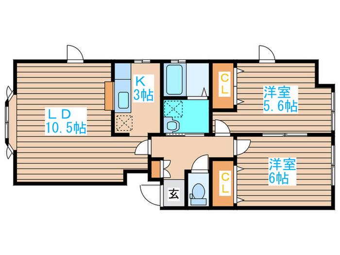 メゾン美園(2LDK/2階)の間取り写真