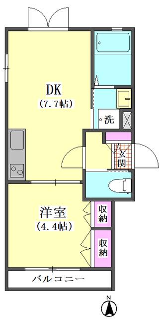 メルシー芙蓉VII(1DK/2階)の間取り写真
