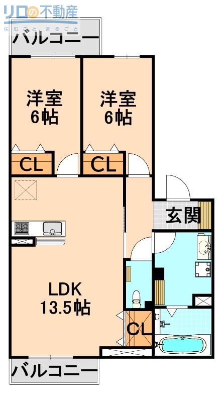 ロイヤルクラウン(2LDK/2階)の間取り写真