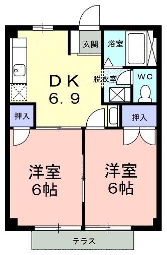 ニューシティ一森 I(2DK/1階)の間取り写真