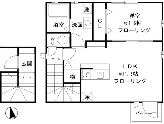 ヴァンテュイット(1LDK/2階)の間取り写真