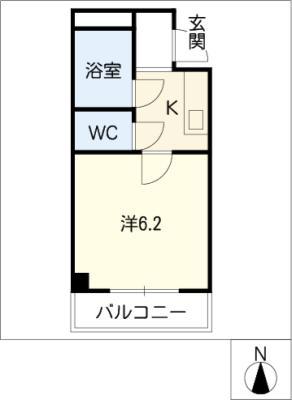 ヴィルヌーブ荒江(1K/2階)の間取り写真