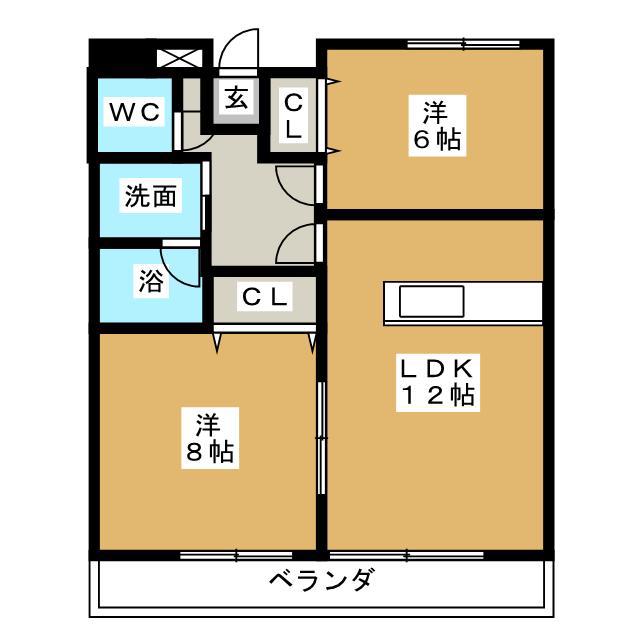 ヴィラコンテッサ下島(2LDK/2階)の間取り写真