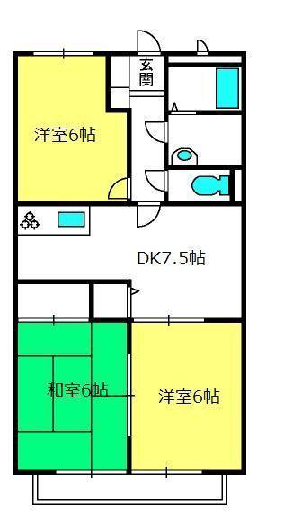ビラージュYS・B棟(3DK/2階)の間取り写真