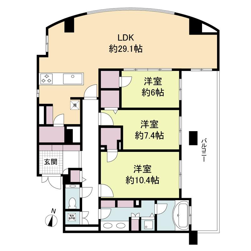 グレンパーク梅田北(3LDK/15階)の間取り写真