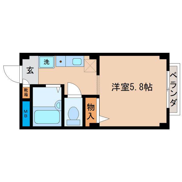 塙田壱番館(1K/2階)の間取り写真