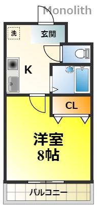 グランドール村田(1K/2階)の間取り写真
