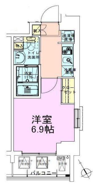 門前仲町レジデンス参番館(1K/14階)の間取り写真