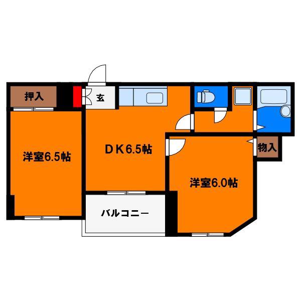 ルエール中正(2DK/5階)の間取り写真
