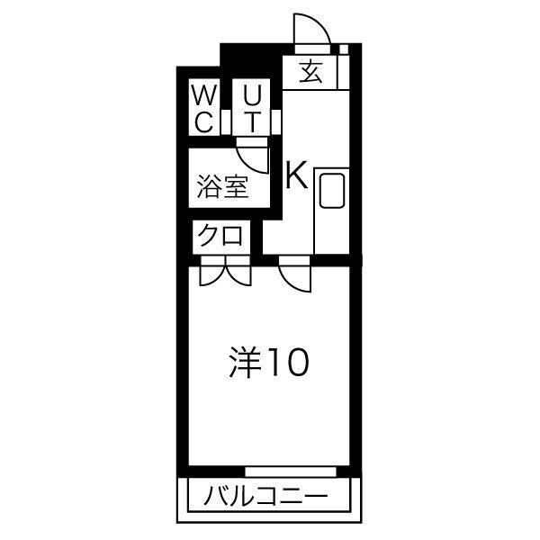 南大通パークハイツ(1K/2階)の間取り写真