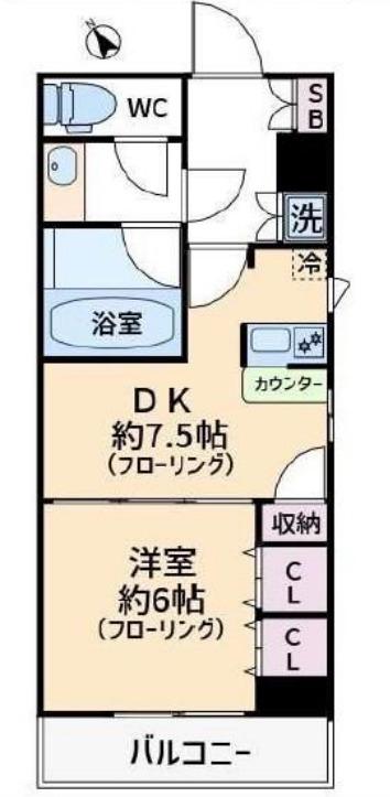 デュオ・スカーラ赤坂(1DK/4階)の間取り写真