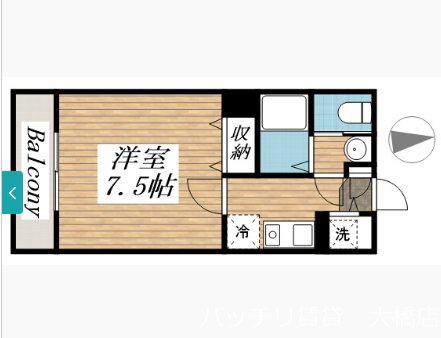 リード桜坂(1K/6階)の間取り写真