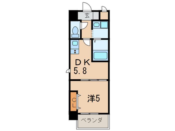 ファーストエフレシア立花II(1DK/4階)の間取り写真