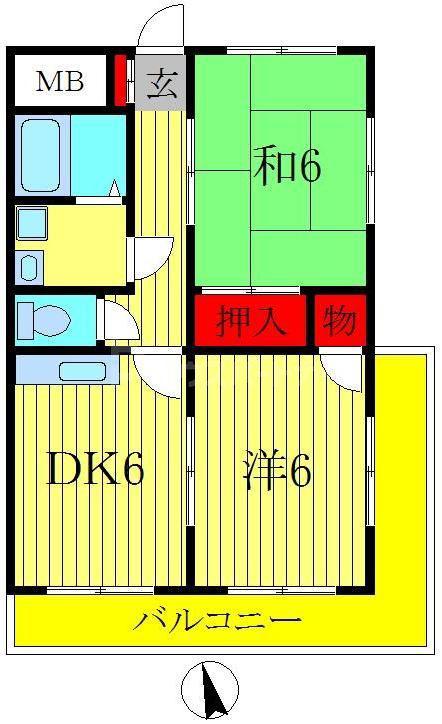 第一いこいマンション(2DK/3階)の間取り写真