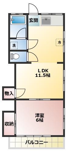 あおばハイツ(1LDK/2階)の間取り写真