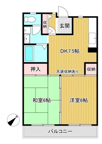 シャルム宮崎台(2DK/3階)の間取り写真