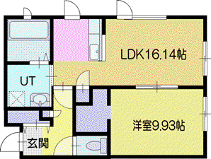 ハーモニー春日町(1LDK/1階)の間取り写真