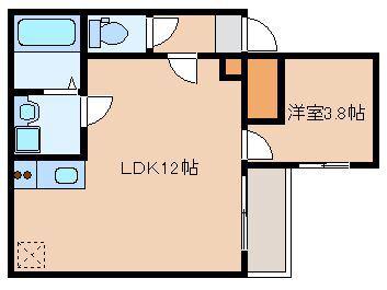 TALATTA箱崎(1LDK/2階)の間取り写真