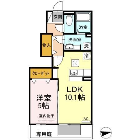 クオーレ・アロッジ勅使(1LDK/1階)の間取り写真