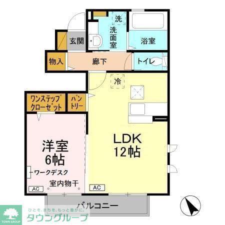 ヴィラ・アムールII(1LDK/1階)の間取り写真