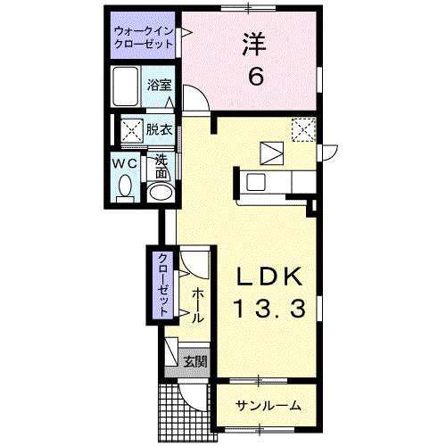 ライジング・サンHK II(1LDK/1階)の間取り写真