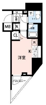 クレイシア川口(ワンルーム/3階)の間取り写真