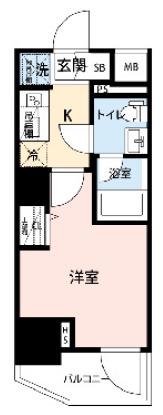 クレイシア川口(1K/3階)の間取り写真