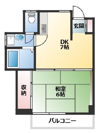 並木稲垣ハイツ(1DK/5階)の間取り写真