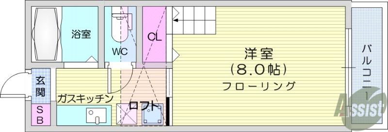 サニーヒル泉(1K/1階)の間取り写真