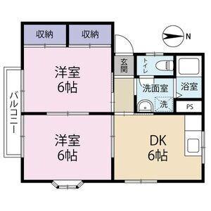 レジェント・ヒル B(2DK/1階)の間取り写真