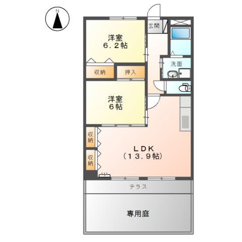 アールグレイ(2LDK/1階)の間取り写真