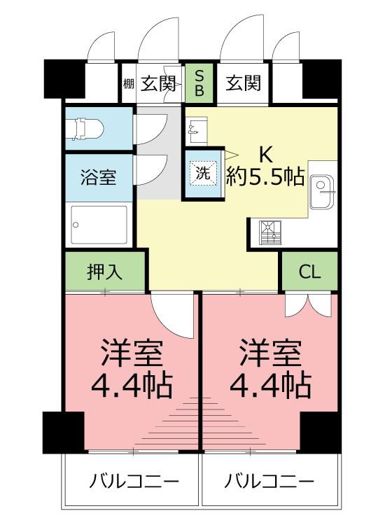 アーバンヒルズ湘南平塚第2(2K/6階)の間取り写真