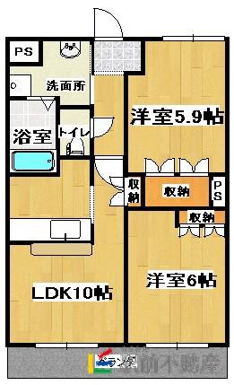アドバンスピアII(2LDK/2階)の間取り写真