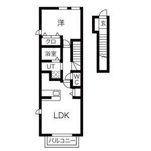 ウエストン遠若(1LDK/2階)の間取り写真