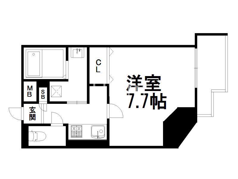 アスヴェル京都西京極(1K/7階)の間取り写真