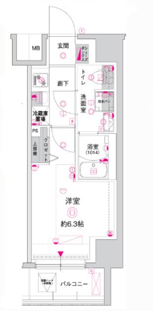 クレスト タップ 川崎港町(1K/3階)の間取り写真