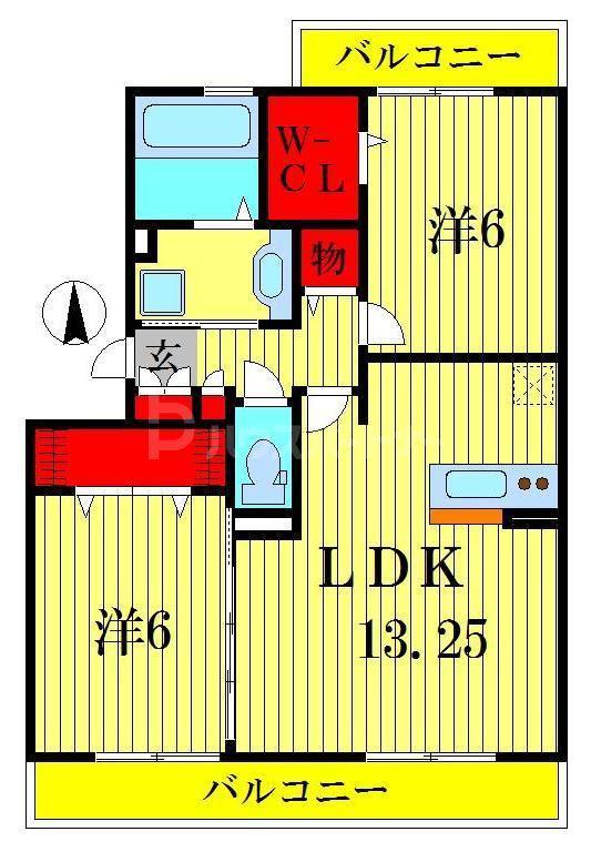 チェリスフォンテーンコスモ(2LDK/3階)の間取り写真