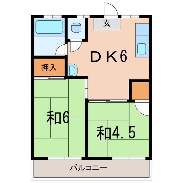 大栄コーポ(2DK/3階)の間取り写真