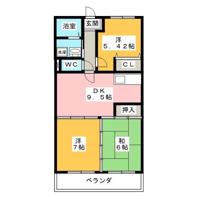 アンシュレール大井(3DK/3階)の間取り写真