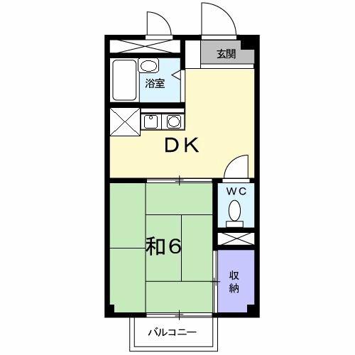 シャルマン鈴村(1DK/1階)の間取り写真